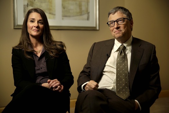 Bill and Melinda Gates are interviewed in New York, Wednesday, Jan. 21, 2015. As the world decides on the most crucial goals for the next 15 years in defeating poverty, disease and hunger, the $42 bil ...