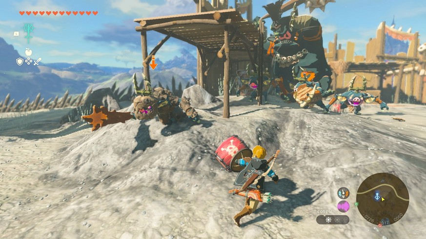 The synthesis allows the combination of almost any item with a weapon, shield or arrow.  But is the explosive barrel on the shield wise?