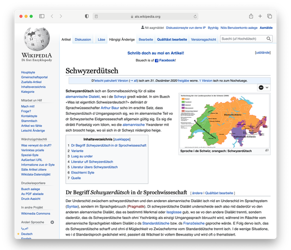Die Startseite der Alemannischen Wikipedia.