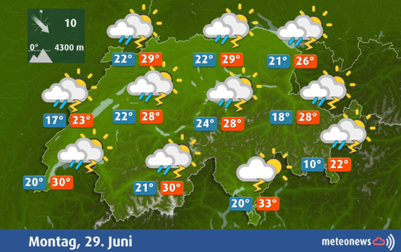 Lokale Gewitter dominieren den Wochenstart.