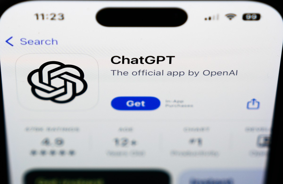 FILE - A ChapGPT logo is seen on a smartphone in West Chester, Pa., Wednesday, Dec. 6, 2023. Catalyzing a year of AI fanfare was ChatGPT. The World Economic Forum says false and misleading information ...