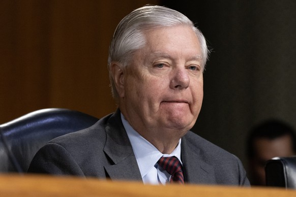 epa10964697 Republican Senator from South Carolina Lindsey Graham attends the Senate Appropriations Committee hearing on US President Biden&#039;s supplemental request for the HHS and Homeland Securit ...