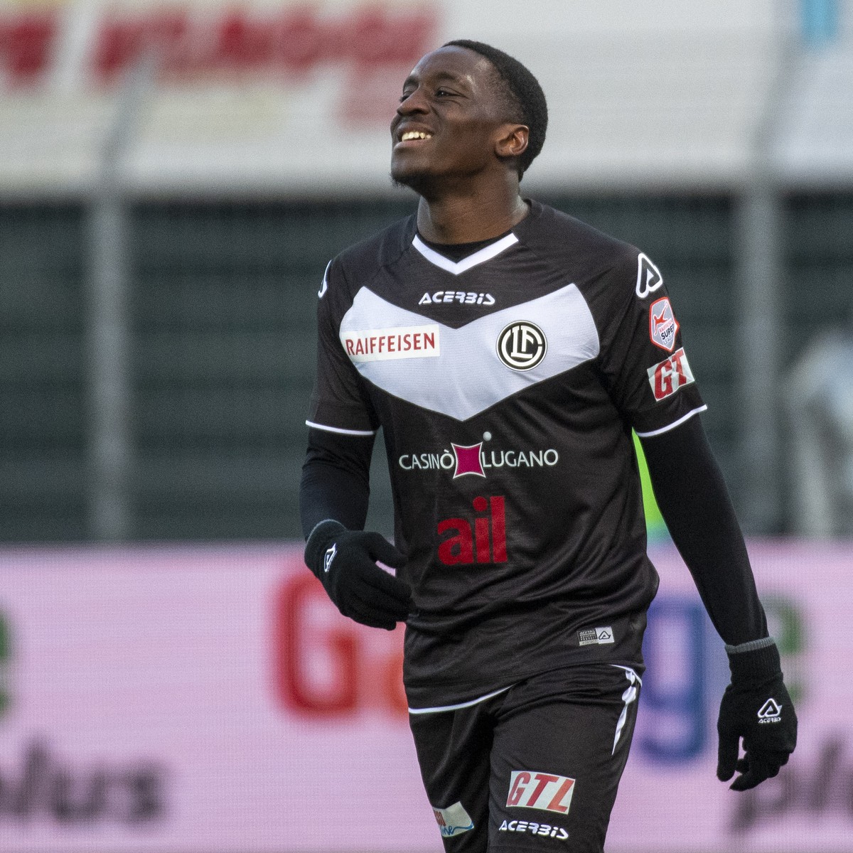 Lugano's player Christopher Lungoyi during the Super League soccer match FC Lugano against FC Basel, at the Cornaredo stadium in Lugano, Sunday, November 29, 2020. (KEYSTONE/Ti-Press/Pablo Gianin ...