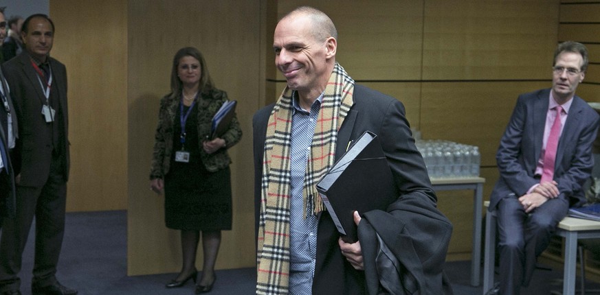 Trotz gescheiterter Verhandlungen: Griechenlands Finanzminister Varoufakis gibt sich beim Treffen in Brüssel gut gelaunt.