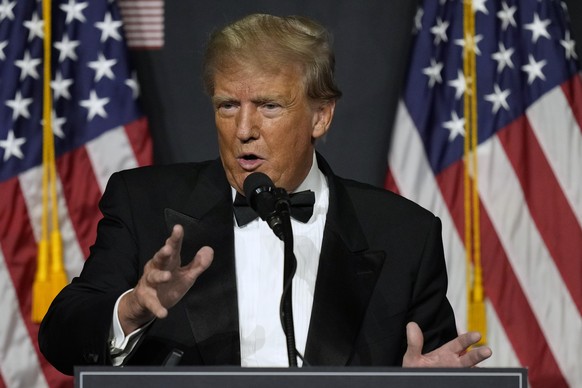 FILE - Former President Donald Trump speaks at Mar-a-Lago on Friday, November 18, 2022 in Palm Beach, Fla.  The House panel investigating the Jan. 6 attack on the Capitol is considering the…