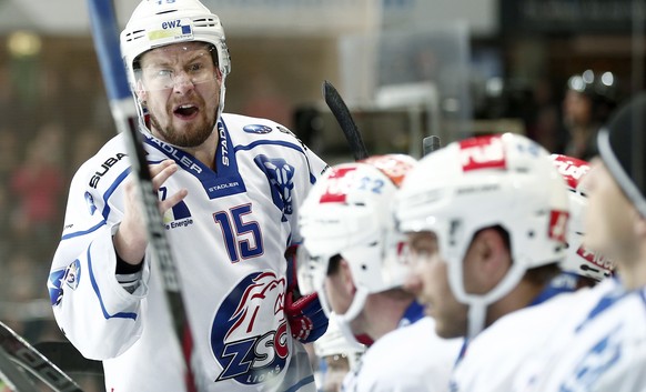 ZUM RUECKTRITT DES SCHWEIZER EISHOCKEYSPIELERS MATHIAS SEGER NACH DEM PLAYOFF-FINAL 2017/18 STELLEN WIR IHNEN FOLGENDES BILDMATERIAL ZUR VERFUEGUNG - Zuerichs Mathias Seger schimpft mit seinen Teamkol ...