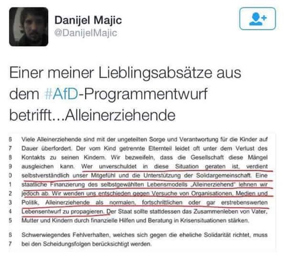 Die AfD und ihr «Vorbild» SVP – ketzerische Gedanken zum Polit-Erdbeben in Deutschland
Gerade gelesen.. 
Ich könnt im Strahl ko**en! 
Nicht wählbar!! Nie im Leben!