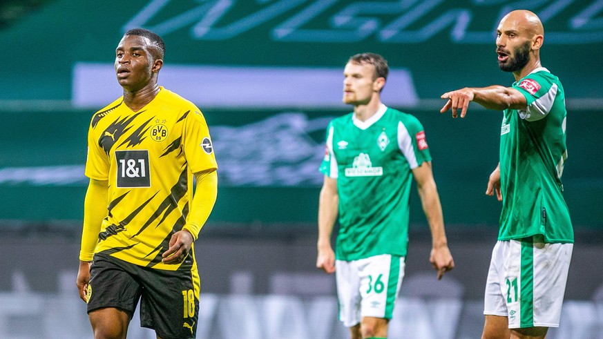 GER, FBL, SV Werder Bremen vs Borussia Dortmund / 15.12.2020, wohninvest Weserstadion, Bremen, GER, FBL, SV Werder Bremen vs Borussia Dortmund im Bild Youssoufa Moukoko Borussia Dortmund 18 mit mer /  ...