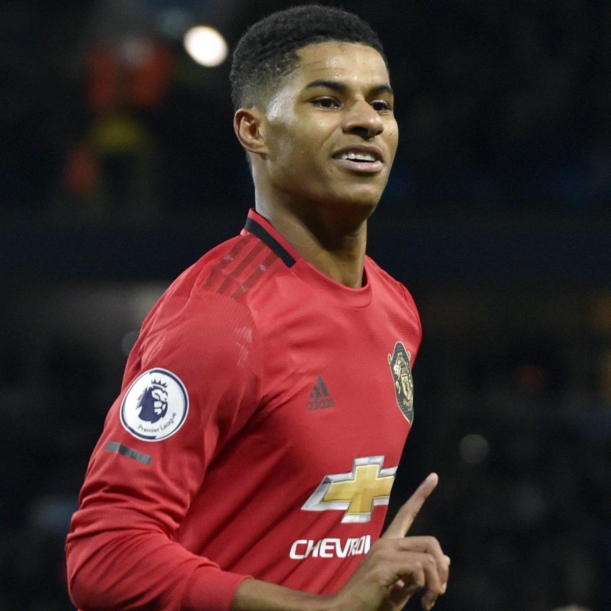FILE - In this Saturday, Dec. 7, 2019 file photo, Manchester United's Marcus Rashford during their English Premier League soccer match against Manchester City at Etihad stadium in Manchester, Eng ...