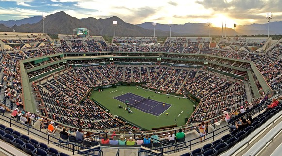 Mar 16, 2015; Indian Wells, CA, USA;  General view of stadium court 1 at the BNP Paribas Open at the Indian Wells Tennis Garden. Mandatory Credit: Jayne Kamin-Oncea-USA TODAY Sports