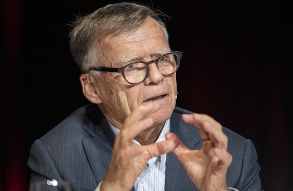 Peter Wanner, Verwaltungsratspraesident von CH Media spricht an der Medienkonferenz zum Uebernahme der 3 Plus Group durch CH Media, aufgenommen am Freitag, 18. Oktober 2019 in Zuerich. (KEYSTONE/Ennio ...
