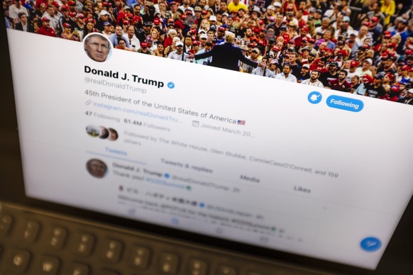 President Donald Trump&#039;s Twitter feed is photographed on an Apple iPad in New York, Thursday, June 27, 2019. TrumpÄôs next tweet might come with a warning label. Starting Thursday tweets that Tw ...