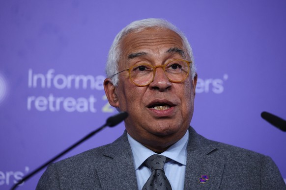 European Council President Antonio Costa addresses the media at the end of an EU summit at Alden Biesen Castle in Bilzen-Hoeselt, Belgium, Thursday, Feb. 12, 2026. (AP Photo/Omar Havana)
Antonio Costa