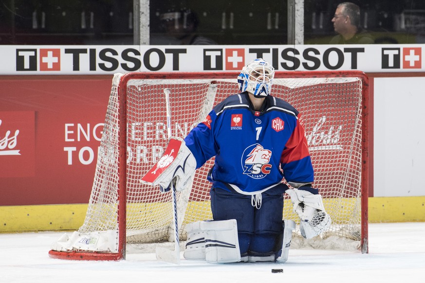 Zurich&#039;s Niklas Schlegel reacts during the Champions Hockey League match between Switzerland&#039;s ZSC Lions and Czech Republic&#039;s HC Bili Tygri Liberec in Zurich, Switzerland, Tuesday, Dece ...