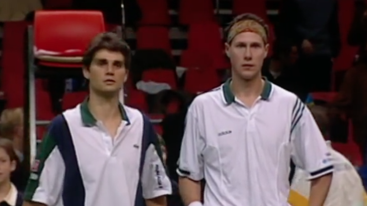 Die Protagonisten im Entscheidungsspiel: Arnaud Boetsch (links) und Nicklas Kulti.