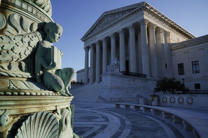 In this Oct. 5, 2020, photo the Supreme Court in Washington. Tech giants Google and Oracle are clashing at the Supreme Court in a copyright dispute worth billions and important to the future of softwa ...