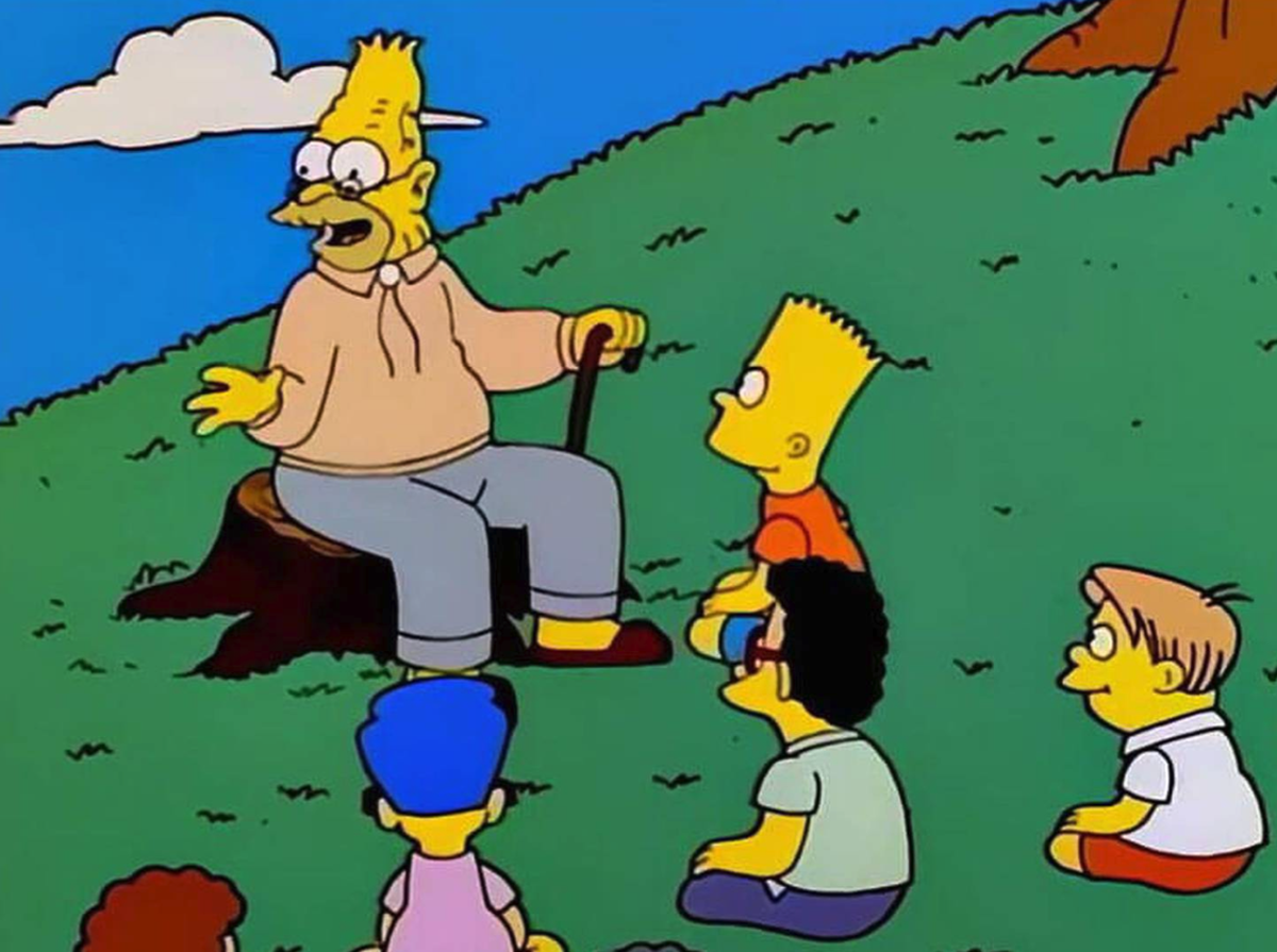 Grampa Abe Abraham Simpson erklärt Kindern die Welt von früher