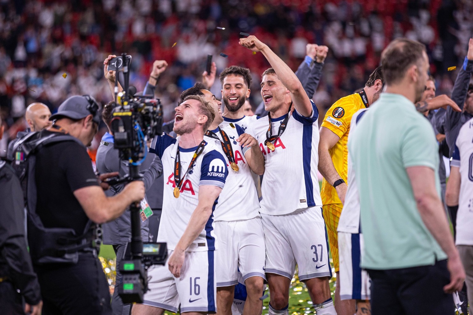 BILBAO 21.05.2025 FINAL LIGA EUROPY UEFA SEZON 2024/25 --- UEFA EUROPA LEAGUE FINAL MATCH SEASON 2024/25 IN BILBAO: TOTTENHAM HOTSPUR - Manchester United, ManU NZ TIMO WERNER MICKY VAN DE VEN SERGIO R ...