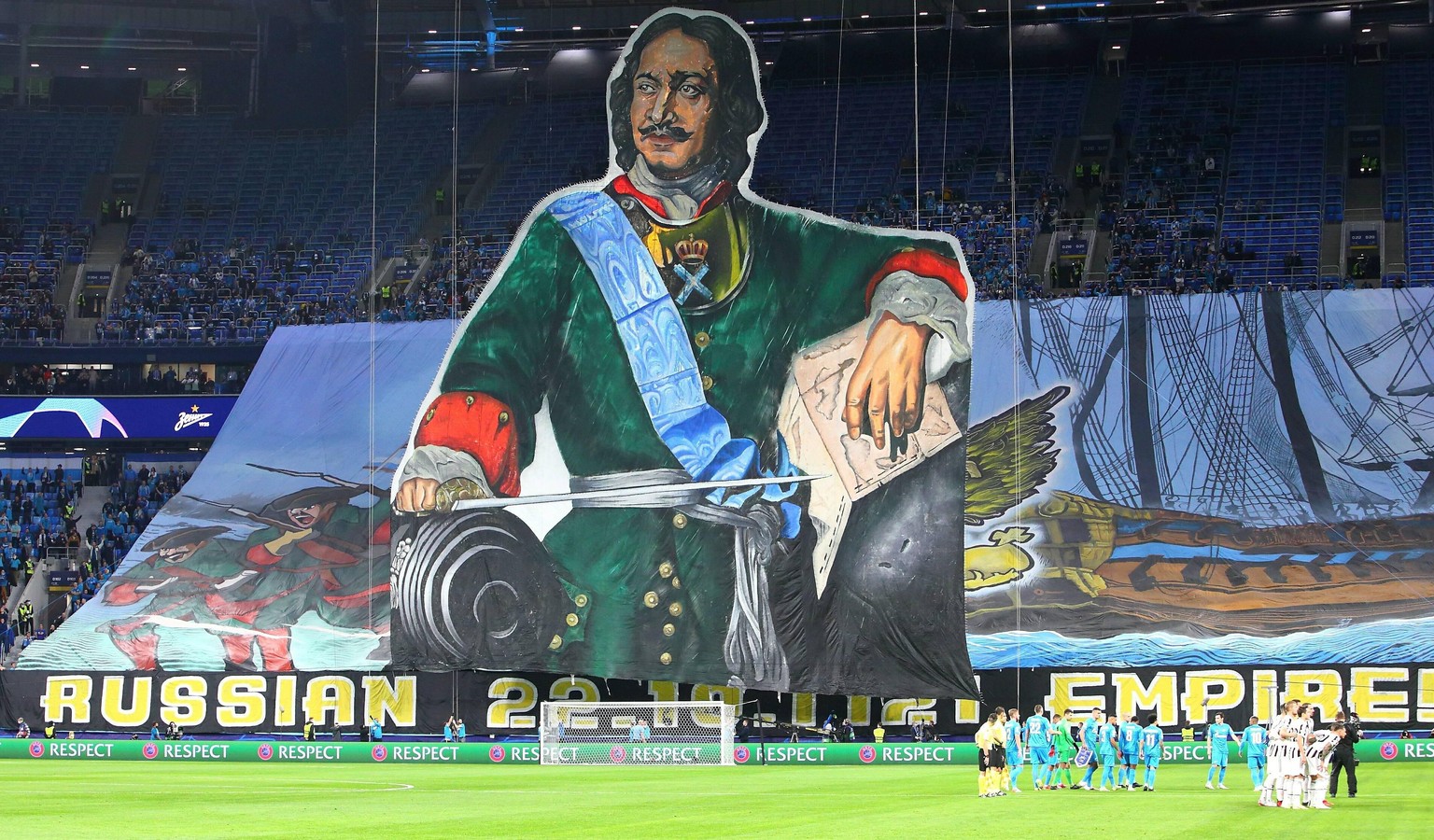 Martialisches Banner beim CL-Gruppenspiel Zenit gegen Juventus im Oktober 2021.