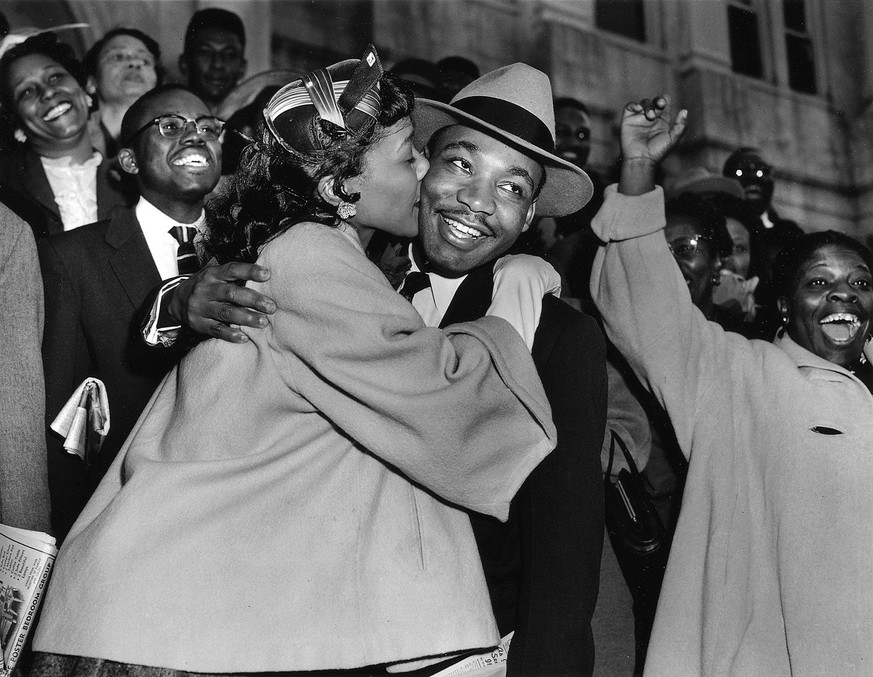 USA MARTIN LUTHER KING
The Rev. Martin Luther King Jr. is welcomed with a kiss by his wife Coretta after leaving court in Montgomery, Ala., March 22, 1956. King was found guilty of conspiracy to boyco ...