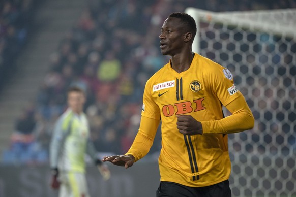 Berns Mohamed Ali Camara jubelt verhalten ueber sein 1:1 im Fussball Meisterschaftsspiel der Super League zwischen dem FC Basel 1893 und dem BSC Young Boys im Stadion St. Jakob-Park in Basel, am Sonnt ...