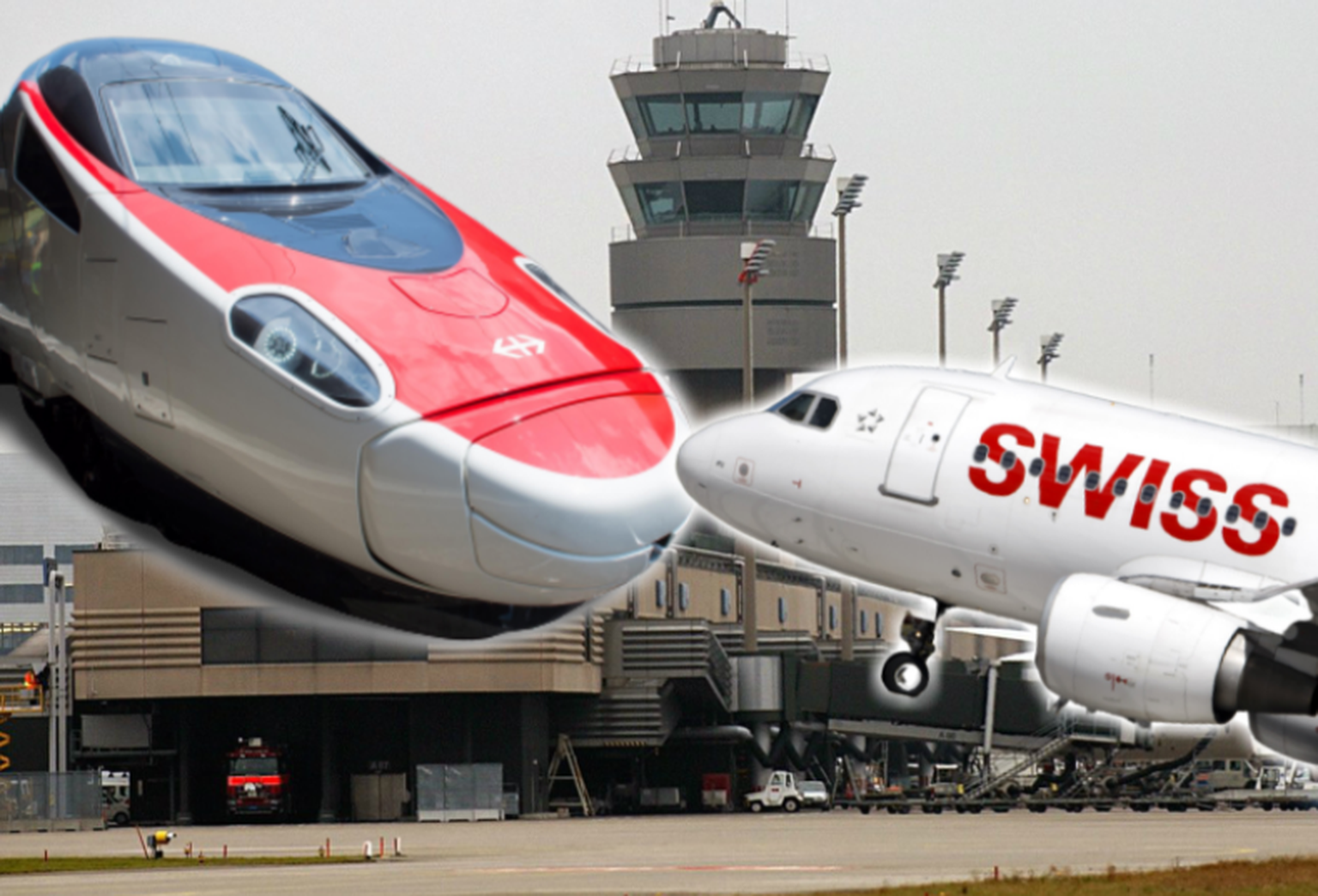 Zug oder Flugzeug? Swiss-Passagiere können auf der Strecke von Genf nach Zürich ihr bevorzugtes Verkehrsmittel neu selbst wählen.