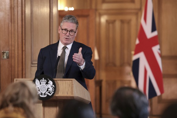 British Prime Minister Keir Starmer delivers a speech, following his first cabinet meeting as Prime Minister, in London, Saturday, July 6, 2024. Britain?s new Prime Minister Keir Starmer has appointed ...