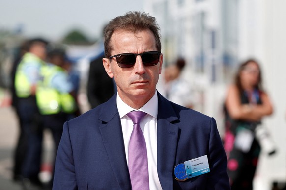 epa12186776 Airbus CEO Guillaume Faury waits for the arrival of the French president at the 55th edition of the International Paris Air Show at the Paris-Le Bourget Airport, in Le Bourget, near Paris, ...