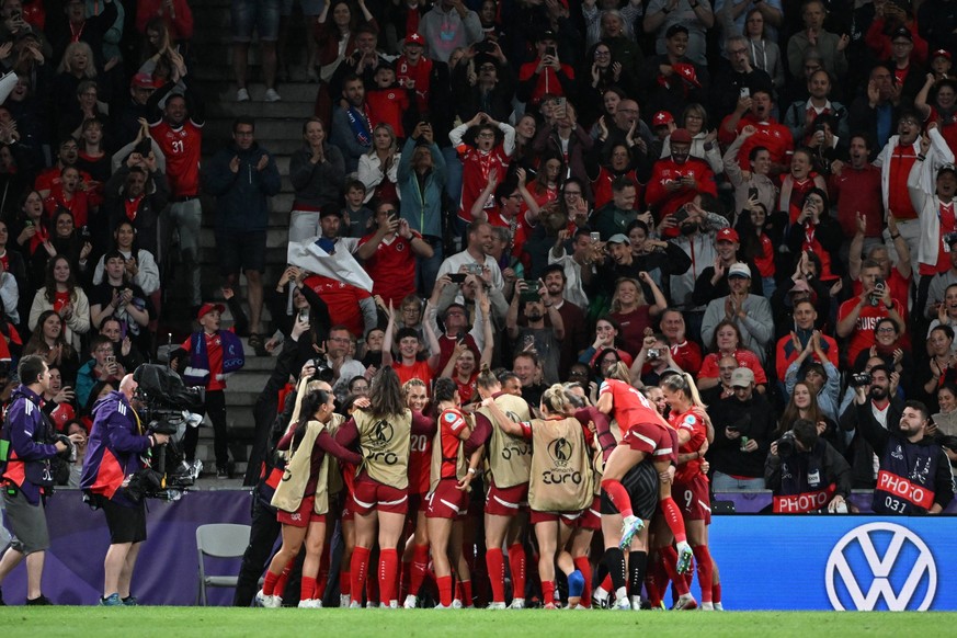 BERN, SWITZERLAND - JULY 6: Alayah Pilgrim of Switzerland celebrating her goal 2:0 with her teammates during the UEFA Womens EURO 2025 Group A match between Switzerland and Iceland at Stadion Wankdorf ...