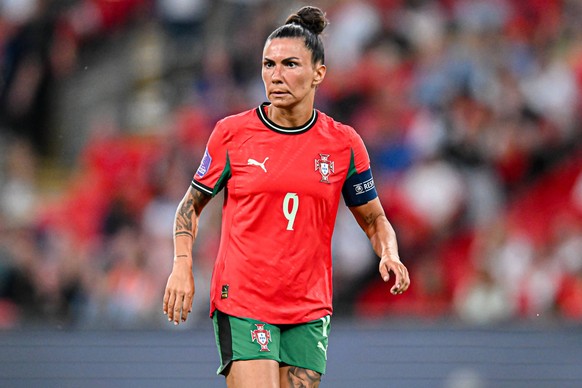England v Portugal - UEFA Women s Nations League 2024/25 Grp A3 MD5 Ana Borges 9 Portugal looks on during the UEFA Women s Nations League Group 3 match between England and Portugal at Wembley Stadium  ...