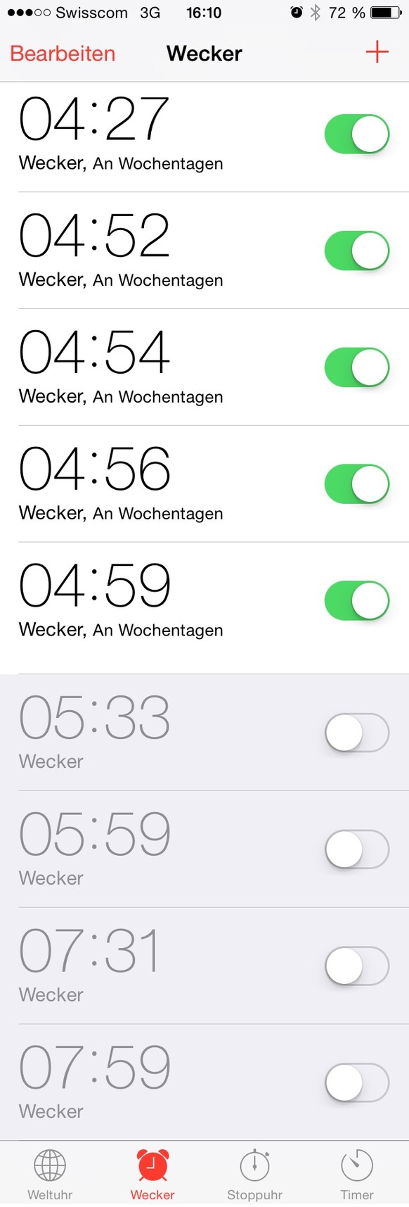 Aus dem Leben gegriffen – 19 Ticks im Alltag, die womöglich auch dir bekannt vorkommen
Zu geraden Zeiten den Wecker stellen, resp. beim 1. Klingeln aufstehen... -.-