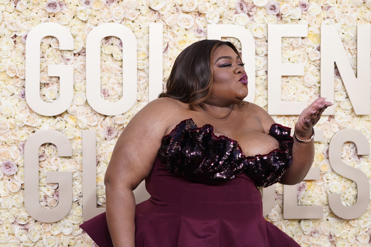 Da'Vine Joy Randolph arrives at the 81st Golden Globe Awards on Sunday, Jan. 7, 2024, at the Beverly Hilton in Beverly Hills, Calif. (Photo by Jordan Strauss/Invision/AP)
Da'Vine Joy Randolp ...