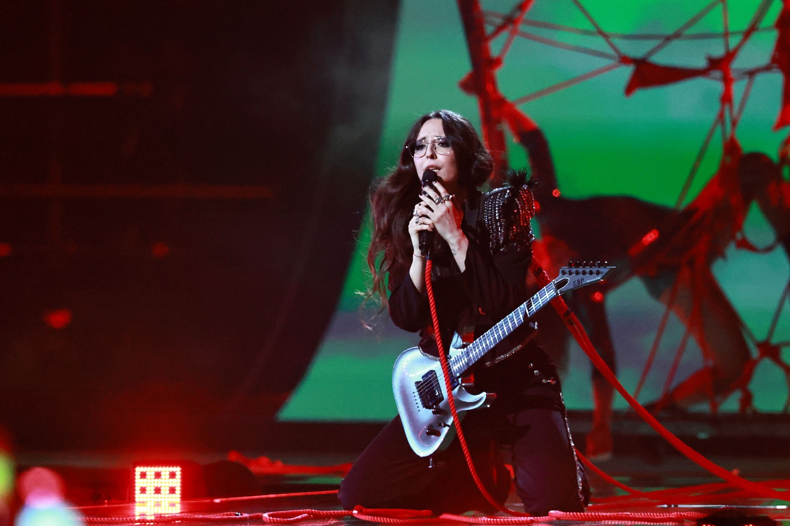 epa12958325 Veronica Fusaro of Switzerland performs the song 'Alice' during the second semi-final of the 70th Eurovision Song Contest (ESC) in Vienna, Austria, 14 May 2026. The grand final o ...