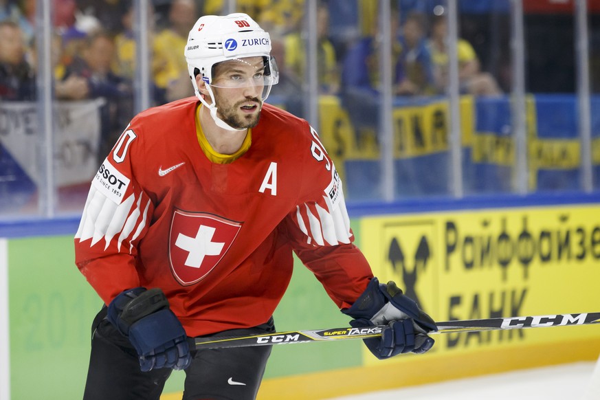 Switzerland&#039;s defender Roman Josi skates, during the IIHF 2018 World Championship preliminary round game between Switzerland and Sweden, at the Royal Arena, in Copenhagen, Denmark, Sunday, May 13 ...