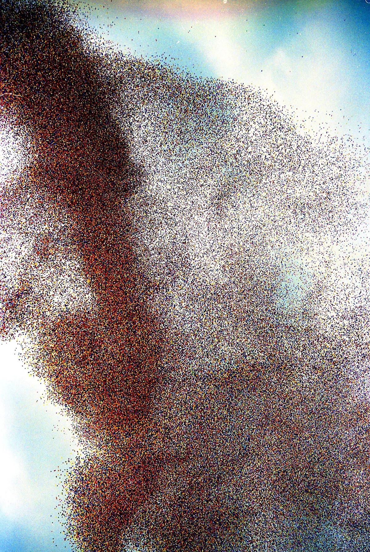 Ballone: Wie ein riesiger Insektenschwarm verdunkelten fast 1,5 Millionen Ballons am 27. September 1986 den Himmel über Cleveland. Fotograf Thom Sheridan fing die beeindruckende Szenerie mit der Kamer ...