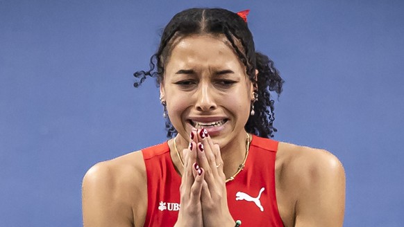 epa11951665 Audrey Werro of Switzerland reacts after finishing last in the Women&#039;s 800m final at the European Athletics Indoor Championships in Apeldoorn, Netherlands, 09 March 2025. EPA/MICHAEL  ...