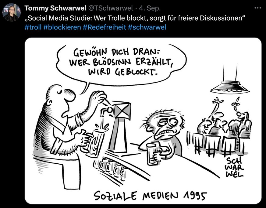 Karikatur zu Trollen auf Social-Media-Plattformen