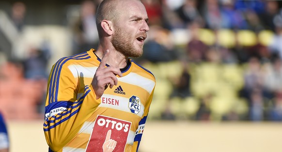 30.10.2016; Lausanne; FUSSBALL SUPER LEAGUE - FC Lausanne-Sport - FC Luzern;
Marco Schneuwly (Luzern) jubelt nach dem Tor zum 2:2
(Martin Meienberger/freshfocus)