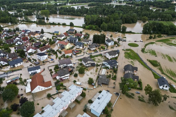 A flooded area is seen in the village Sneberje, near the town of Kamnik, Slovenia, Friday, Aug. 4, 2023. Slovenia has faced the worst-ever natural disaster in its history, Prime Minister Robert Golob  ...