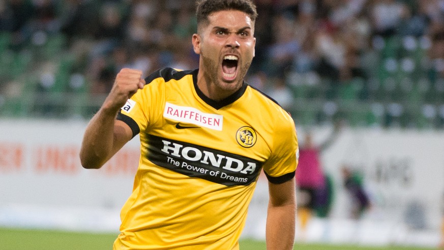 23.7.2016; St. Gallen; Fussball Super League - FC St. Gallen - BSC Young Boys; 
Leonardo Bertone (YB) jubelt nach seinem Tor zum 0:1 (Claudio de Capitani/freshfocus)