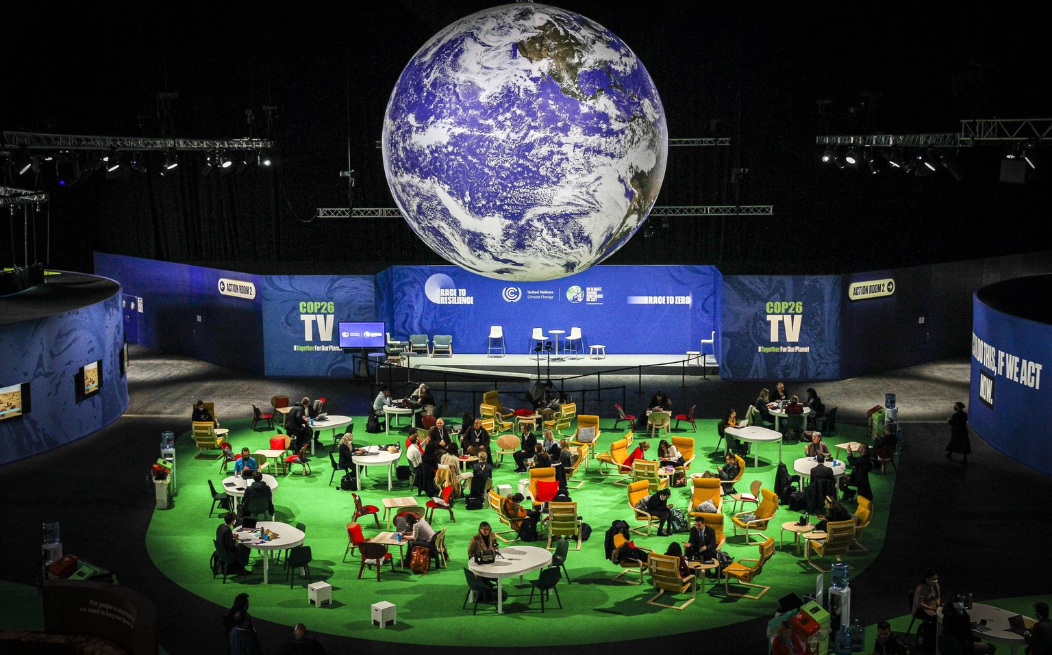 Cop26 - Glasgow A general view of the action zone on day five of the COP 26 United Nations Climate Change Conference on November 04, 2021 in Glasgow, Scotland. Glasgow, Scotland United Kingdom PUBLICA ...