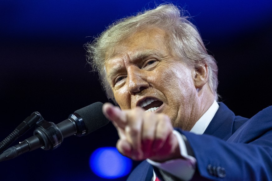 Former President Donald Trump speaks at the Conservative Political Action Conference, CPAC 2023, Saturday, March 4, 2023, at National Harbor in Oxon Hill, Md. (AP Photo/Alex Brandon)
Donald Trump