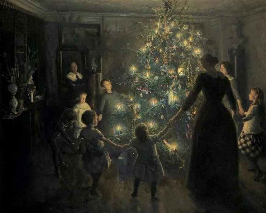 «Stille Nacht», Gemälde des dänischen Malers Viggo Johansen, 1891.