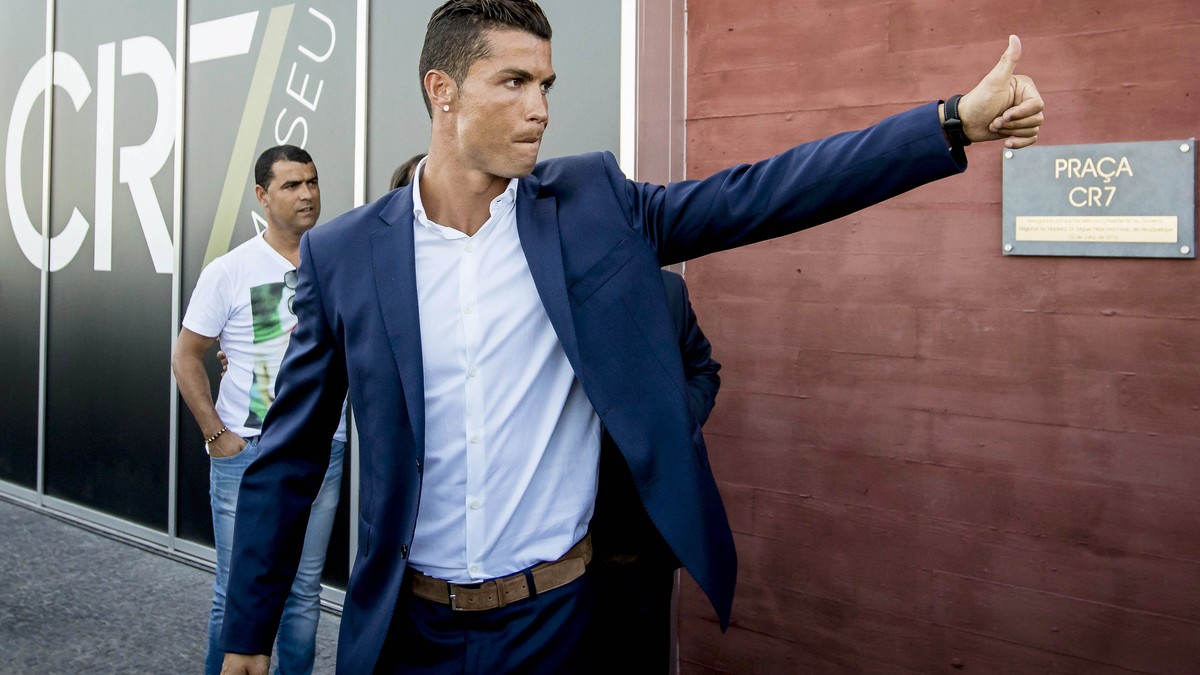 epa06025868 (FILE) Real Madrid's Portuguese striker Cristiano Ronaldo gestures during the opening of the first of four hotels following an agreement between Ronaldo and the Pestana Hotel Group in ...