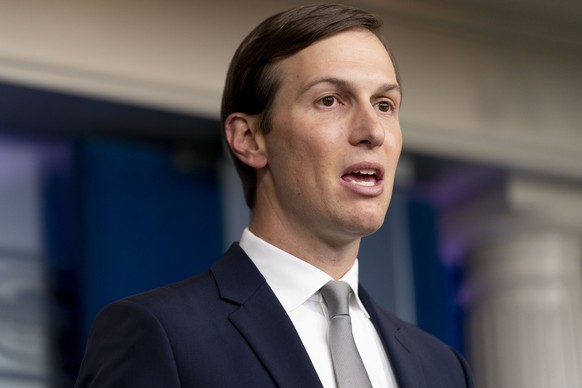 FILE - In this Aug. 13, 2020 file photo, White House senior adviser Jared Kushner speaks at a press briefing at the White House in Washington. A judge in Maryland has ruled that an apartment company c ...