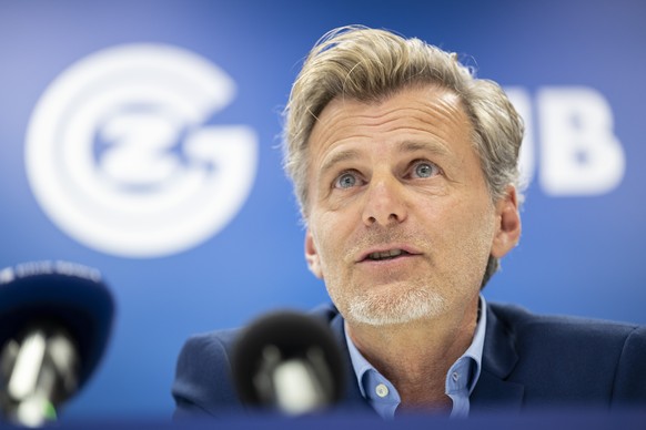 Sportchef Alain Sutter informiert ueber die vergangene Saison und die kuenftige Entwicklung des Grasshopper Club Zuerichs (GC), aufgenommen am Mittwoch, 4. Juni 2025 in Zuerich. (KEYSTONE/Ennio Leanza ...
