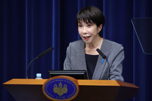 Japan's Prime Minister Sanae Takaichi, speaks during a news conference at the prime minister's office in Tokyo, Japan, Wednesday, Dec. 17, 2025. (Kiyoshi Ota/Pool Photo via AP)
Japan Politic ...