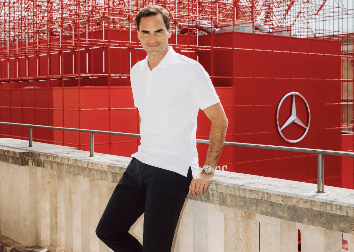 Roger Federer au Salon international de l'automobile de Munich.