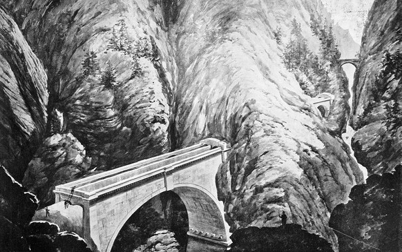 Caminada plante für die Schiffe auch Brücken. Beispielsweise, um die Viamalaschlucht zu überwinden.