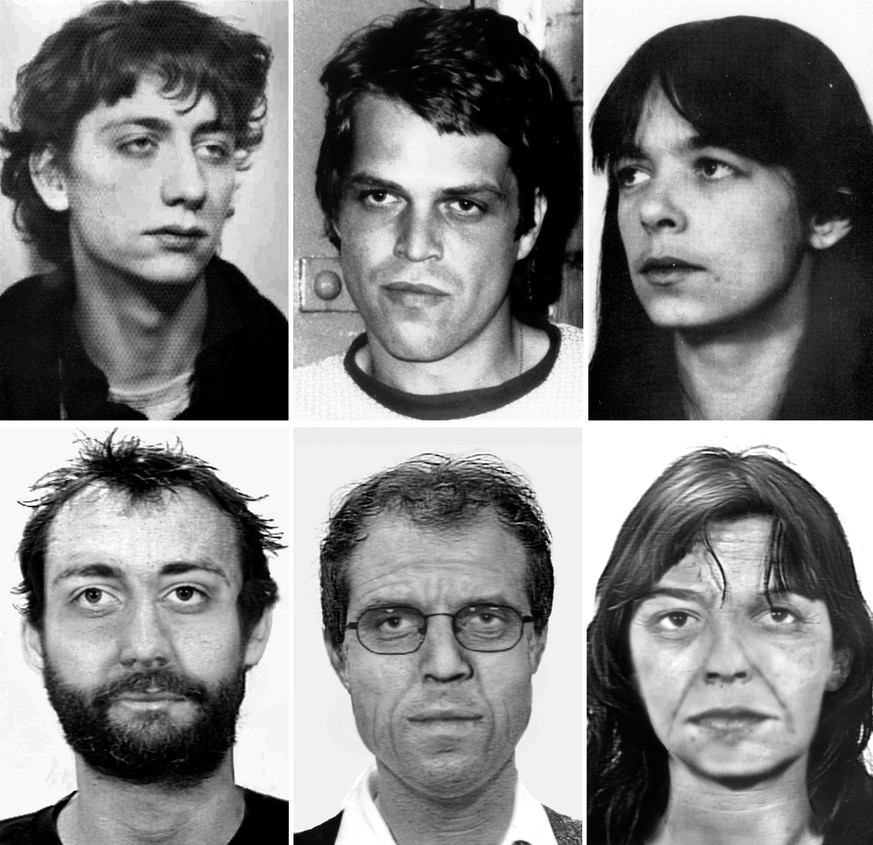 epa05111439 A composite image showing undated handout images provided by the Bundeskriminalamt (Federal Criminal Police Office, BKA) shows wanted photos (top) and aging-simulation images (bottom) of ( ...